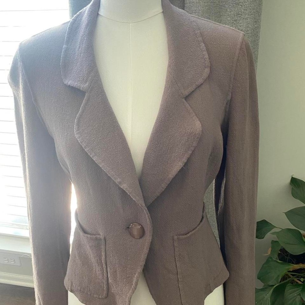 St. John sewn‎ by hand Santana knit Taupe blazer womens size small 6